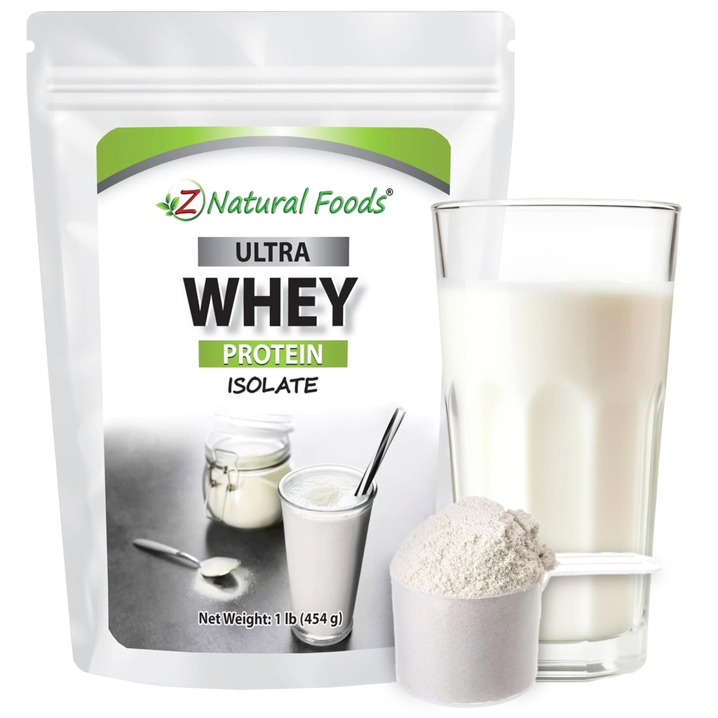Z Natural Foods Ultra Wei Proteïne Isolaat Poeder - Pure, Unflavored, Ongezoete Wei Proteïne Poeder - Smaakloos Wei Isolaat met vitale eiwitten voor fitness, sportvoeding, Immuunondersteuning, 1 lb