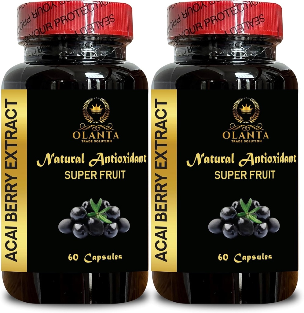 ACAI Berry Extract - Supplément de baies d'açai biologique Premium, Acai Berry Energy, Antioxydant naturel, Superfood Wellness Formula - 2 bouteilles 120 capsules