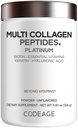 Codeage Multi Collageen voor vrouwen & mannen Biotine 10000mcg Keratine, Proteine Poeder Vitamine C B6 D3, Hyaluronzuur, Niacin - Gehydrolyseerde Collageen Koffie Creamer 5 Types - Unflavored - Non-GMO - 11.5oz