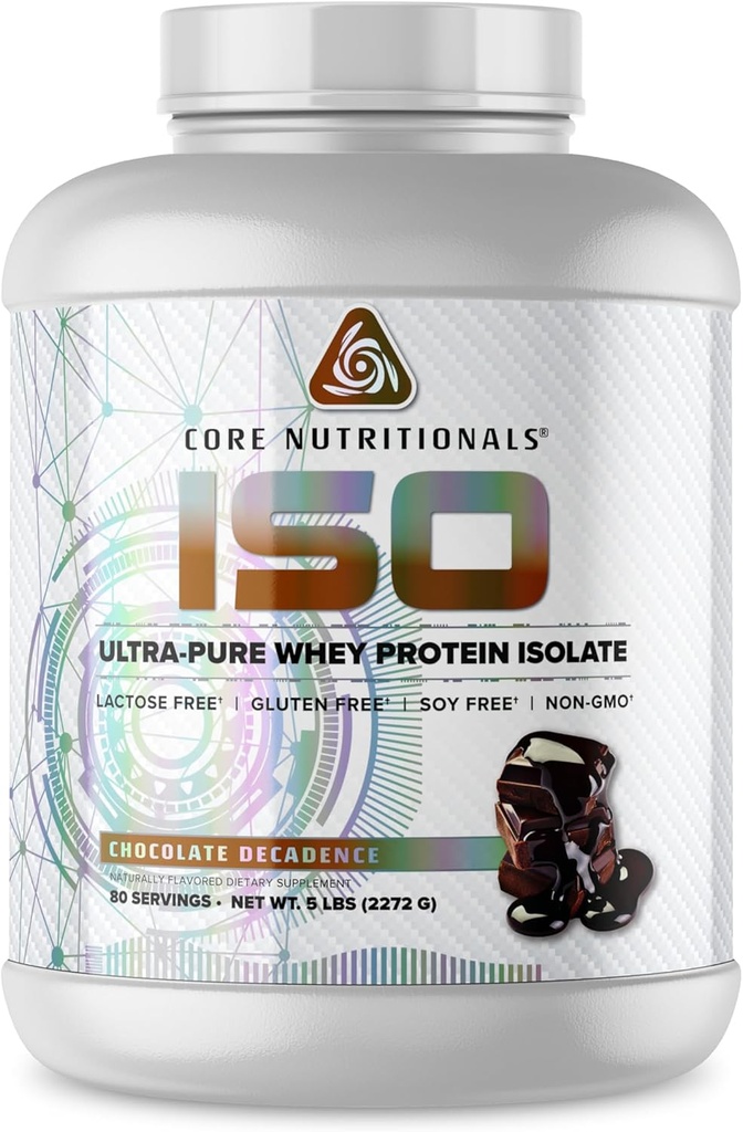 Noyaux nutritionnels ISO, 100 % microfiltrés, zéro remplissage artificiel, 25g d'isolat de protéines de lactosérum, 80 portions (décennie du chocolat)