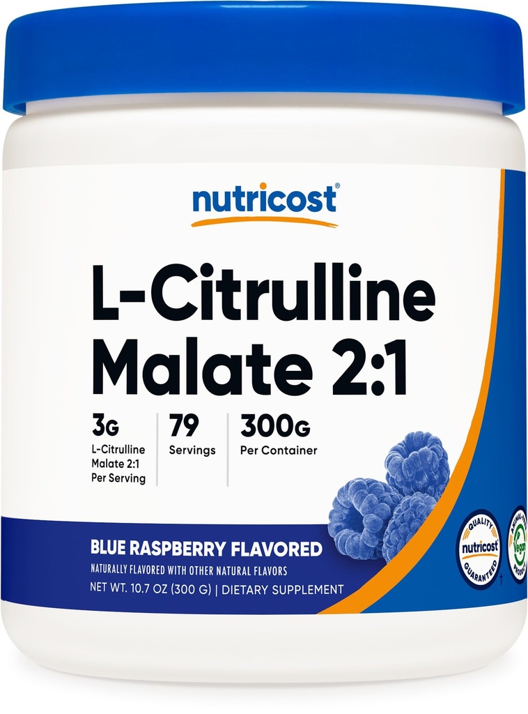 Malate de L-Citrulline de Nutricost 2:1 (300 grammes) (framboise bleue)