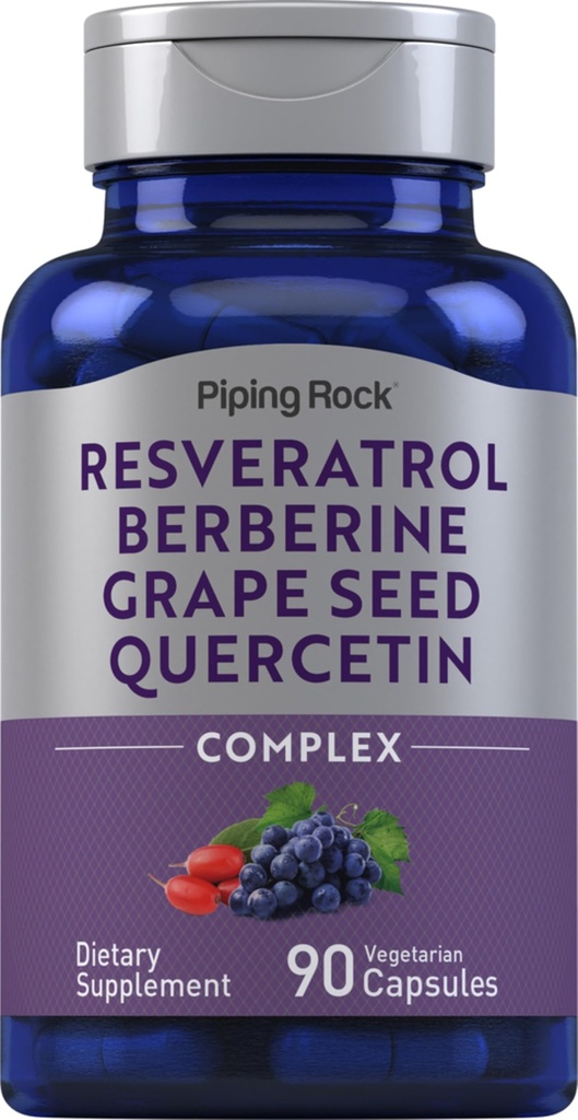 Piping Rock Resveratrol Berberine Grape Seed & Quercetine Complexe 