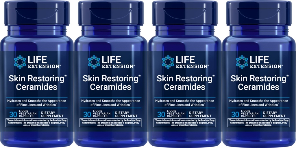 Life Extension Skin Restoring Ceramides, 30 Liquid Vegetarian Capsules (verpakking van 4)