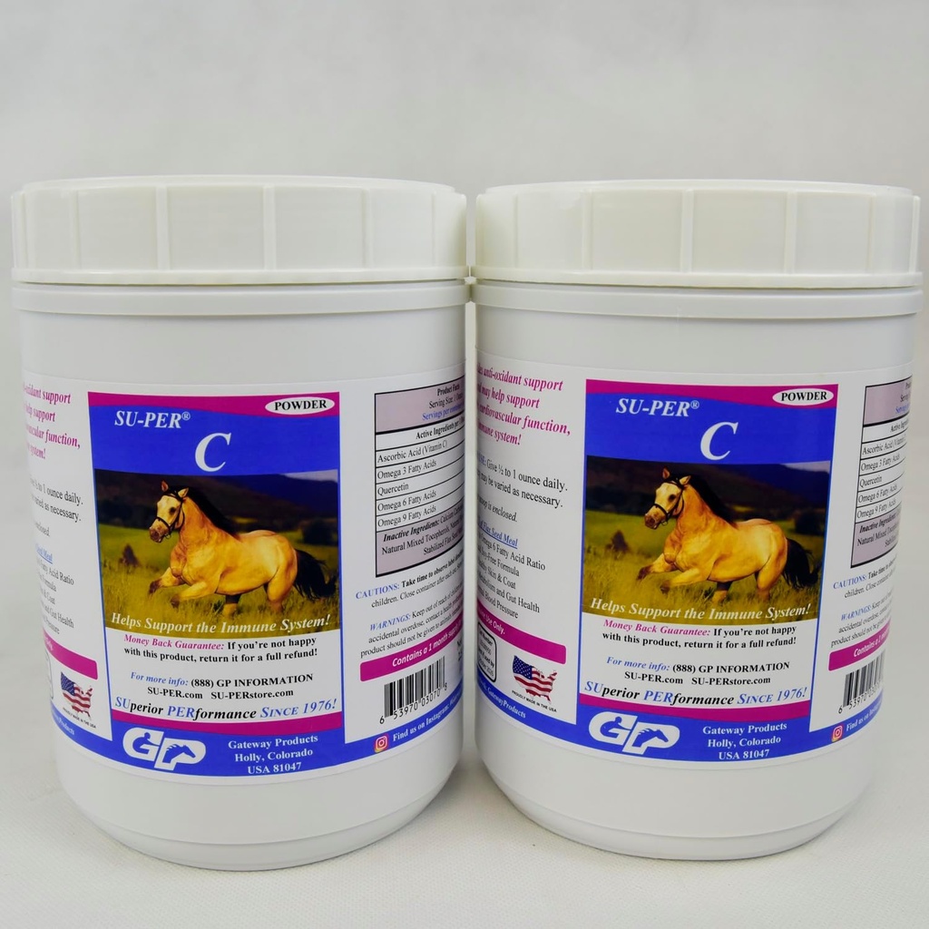 SU-PER C vitamine C voor paarden - Equine Antioxidant & Immune Support Supplement - Horse Vitaminen & Minerals Supplement - 2,5 Pond, (2 Pack)