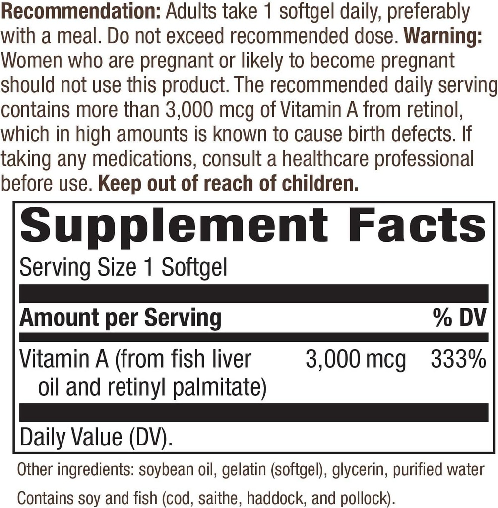 Nature's Way Vitamine A - 10000 IE - 100 Softgels