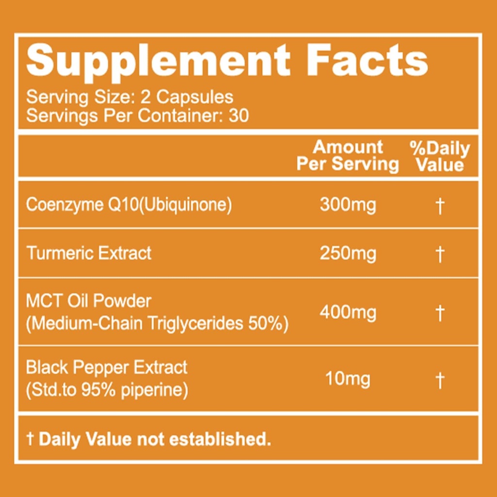 CoQ10 300mg Capsules, Veganistisch supplement voor energieproductie, Non-GMO, Glutenvrij - 60 Veggie Capsules