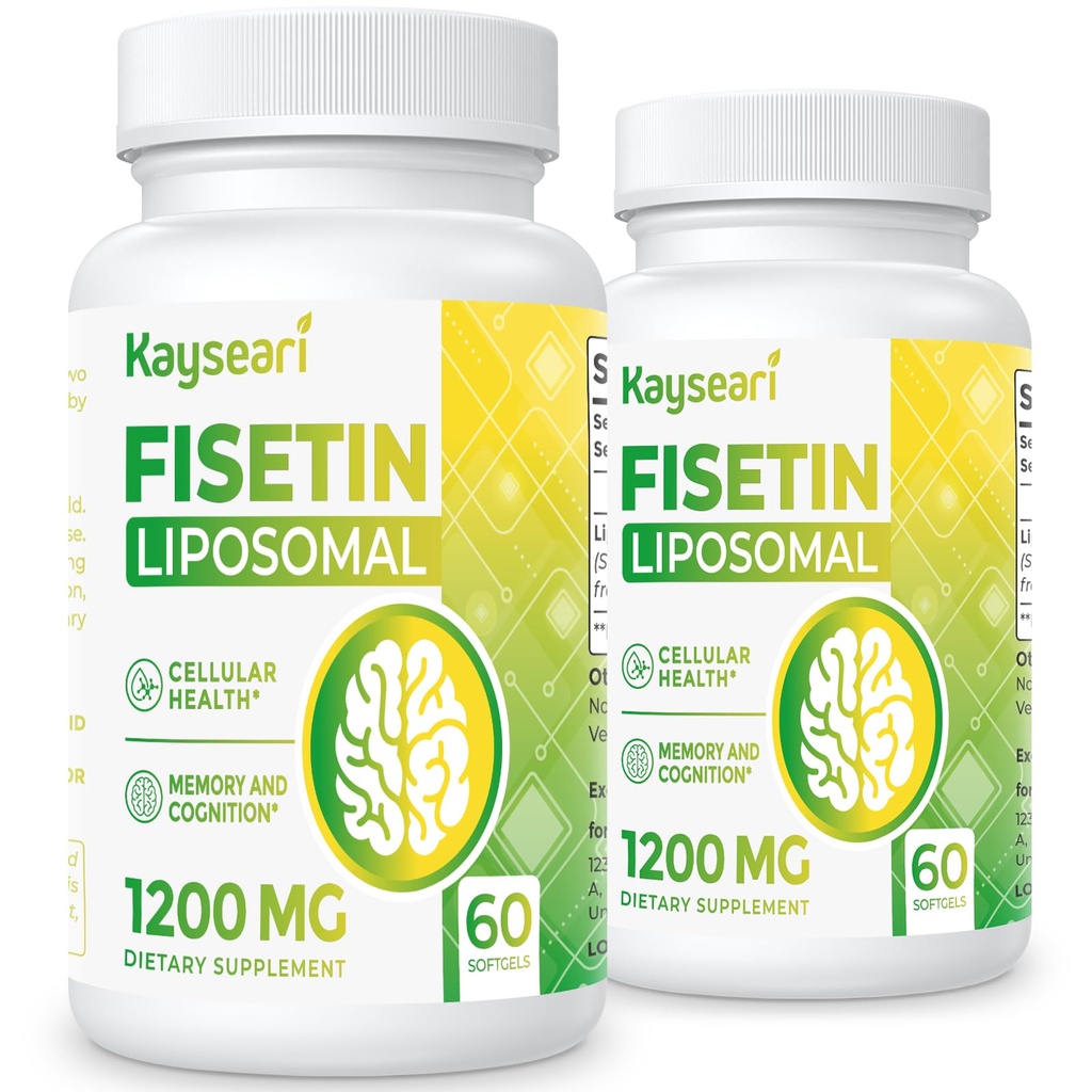 Fisetin 1200mg Liposomal Fisetin Supplementen 98% Pure Fisetin Polyfenolen Antioxidanten Immunity Health Aging Cognitive Support Non-GMO 120 Capsules