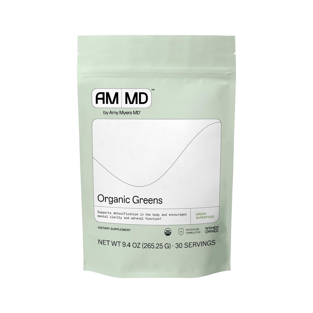 Amy Myers MD Biologische Groene Poeder - Ondersteunt Energie & Gut Health - USDA Biologische Superfood Blend met Spirulina, Chlorella, Gerst Gras - 270g (30 Servers)