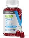 Viteey Vitamine D3 Gummies for Adults & Teens - 2.000 IE, 50 mcg - Sugar Free, Bone, Joint & Muscle Health, Immune Boost - Vegetarisch, Gelatine Free, GGO Free - Smakelijke Kauwbare Berry Flavored Gummy