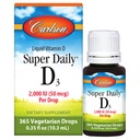 Carlson - Super Daily D3, Vitamine D druppels, 2.000 IE per druppel, 1-jaar supply, Vitamine D3 Liquid, Heart & Immune Health, Vegetarische, vloeibare vitamine D druppels, Unflavored, 365 druppels