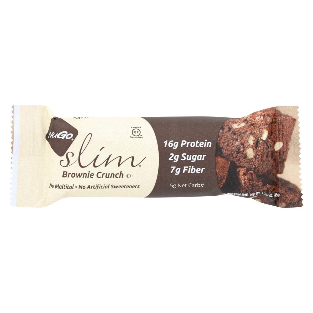 NuGo Nutrition - Slim Bar Brownie Crunch - 1,59 oz(Pack van 12)