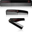 Ensemble de 3 peignes pour hommes avec boîte magnétique minimaliste (7,5 pouces, 5 pouces, 3,5 pouces) - Caractéristiques Dents arrondies, Dents à double face et Conception pliable