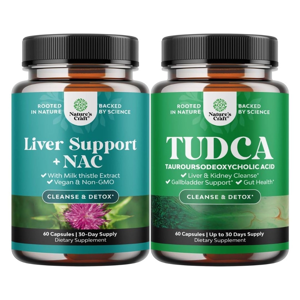 Ensemble de supplément de soutien du foie avec NAC pour le nettoyage du foie et le supplément avancé de sel bile TUDCA pour le rein Gallbladder et le soutien du foie