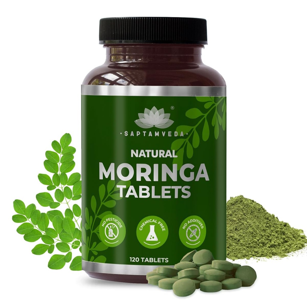 SAPTAMVEDA Moringa Tablets, Drumstick Leaf Tablets 120 Tablets, 500mg each