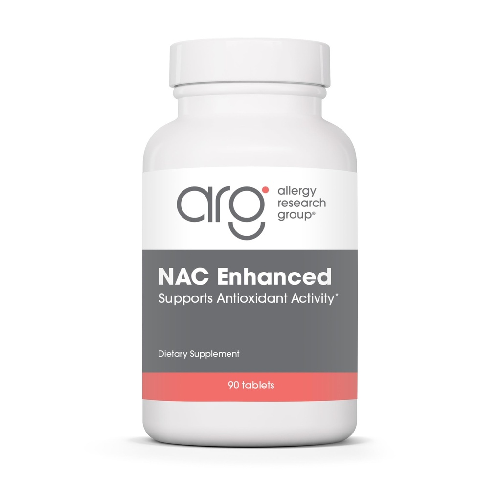 Allergie Research Group NAC Enhanced Supplement - N-Acetyl-L-Cysteine, Glutathione Precursor, Ondersteunt Immuunfunctie, Slijm Uitverkoop - 90 Tel.