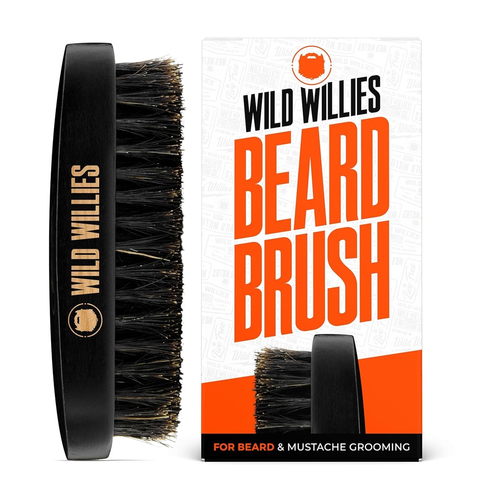 Wild Willies natuurlijke berenborstel borstel voor haar &amp; baard - multifunctionele berenborstel haarborstel voor Grooming Slick Back Haar, baard en snor - Reisgrootte baard & haarborstel voor mannen