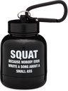 ONMYWHEY - Proteïnepoeder en supplement Funnel sleutelhanger, draagbare to-go container voor de sportschool, trainingen, fitness, & Travel - TSA goedgekeurd, Squat