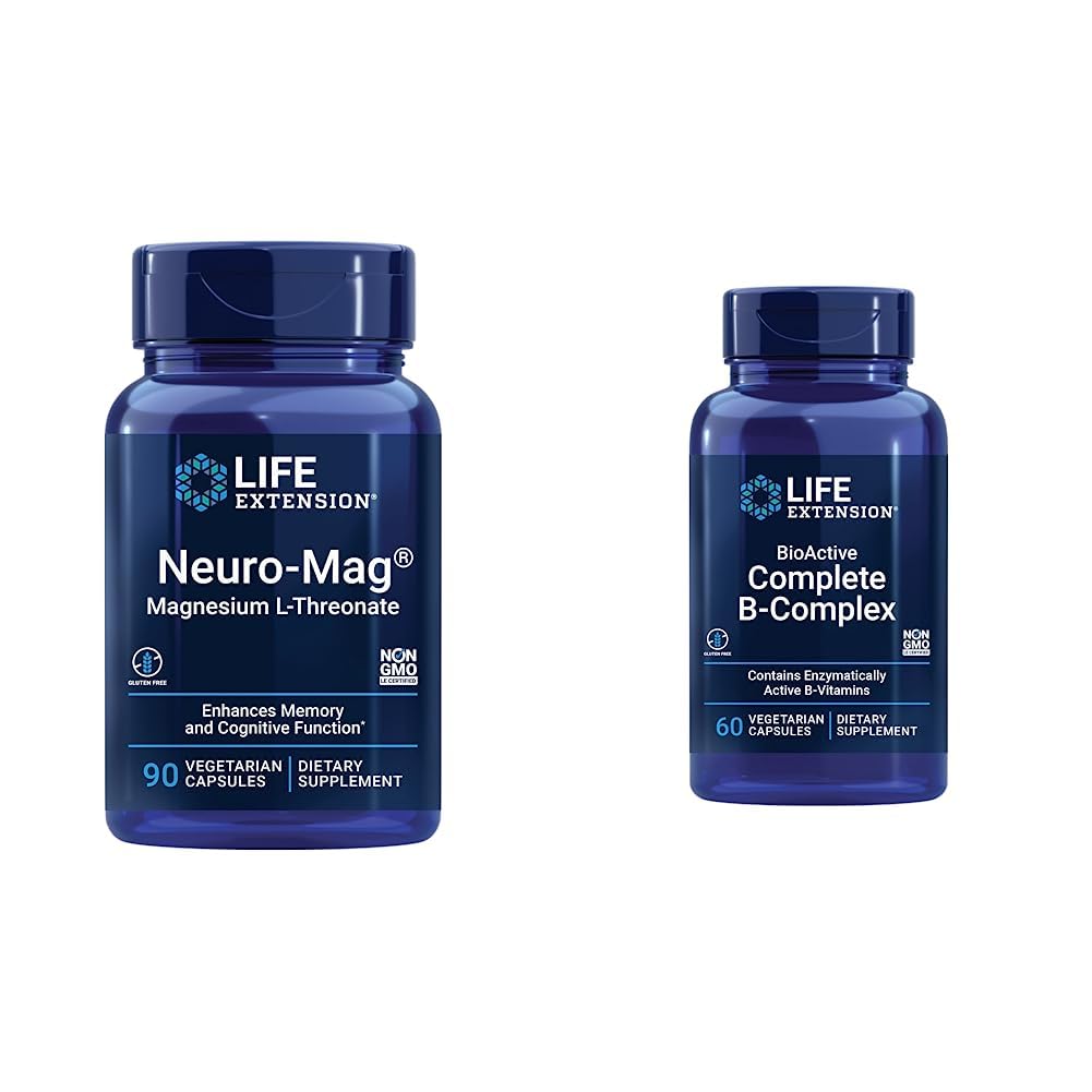Life Extension Neuro-mag Magnesium L-threonaat en Bioactive Complete B-Complex voor Hersenen, Harten en Zenuwondersteuning