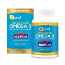 Qunol Advanced Omega 3 Krill and Fish Oil Complex, 10x Better Biobeschikbaarheid, One Pill Dose, 250mg EPA & DHA, Ondersteunt hersenen, oog, hart en Joint Health, 60 Tellen (Pack of 1)