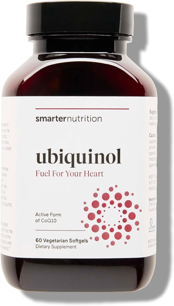 SMARTERNUTRITION Ubichinol 100mg + Natural Plant Based Complete Omega 3 6 9 - Klinisch bestudeerde Ahiflower® Oil - Ultra Absorptie CoQ10 voor Hartondersteuning - Non-GMO - 60 Softgels[30-Day Supply]