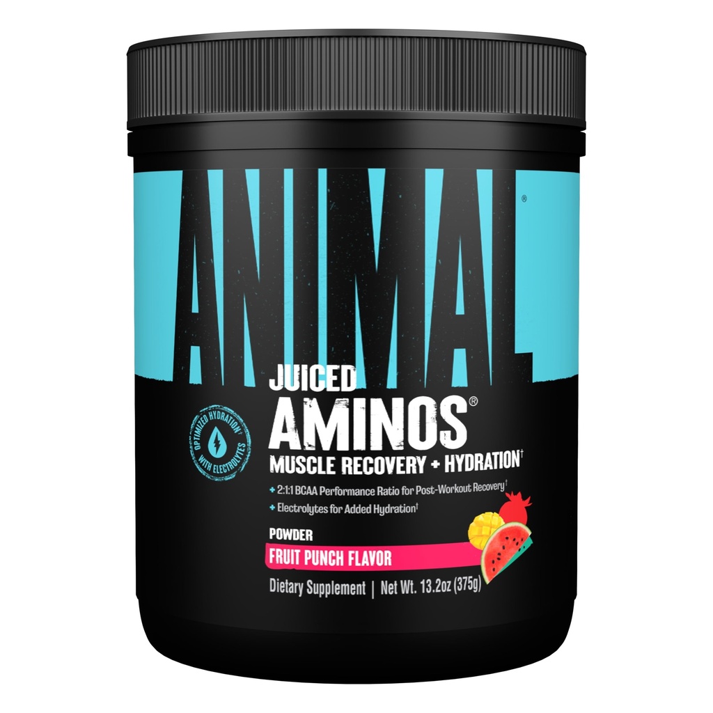 Animal Juiced Amino Acids - BCAA Powder EAA Matrix Plus Hydration with Electrolytes and Sea Salt Anytime Recovery and Improved Performance, Fruit Punch Flavor, 30 Servers
