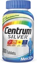 Centrum Silver Multivitamine voor mannen 50 Plus, Multivitamine/Multimineral Supplement met Vitamine D3, B Vitaminen en Zink, Glutenvrij, Non-GMO Ingrediënten - 200 Tel.
