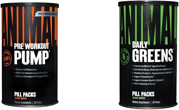 Animal Pump Preworkout Groenen Groenen, Probiotica en Digestie Supplement 30 Count Bundle