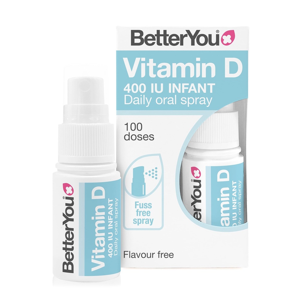BetterYou D400 Infant Vitamin D Oral Spray - Handig alternatief voor tabletten - Speciaal geformuleerd voor kinderen jonger dan 3 jaar - Eenvoudige en zuivere formulering - Vital voor de ontwikkeling van kinderen - 0,5 oz