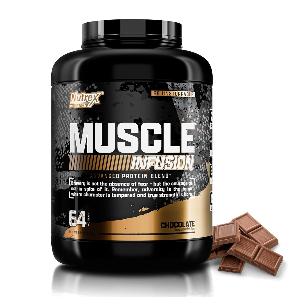 Recherche sur le nutrex Poudre de protéines de lactosérum, Infusion de muscles au chocolat Whey Isolate w/EAA & Hi BCAA for Muscle Gain - 5 livres - Muscle Builder for Men & Women, Sports Nutrition, Delicious Taste & Texture