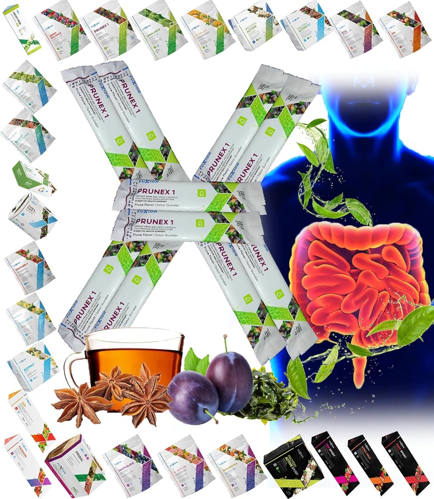 Alle natuurlijke detox Cleanse Instant Tea Mix Prune & Plum w. Fiber & Inulin voor optimale intestinal Transit door FuXion Prunex 1 (10 Sachets)