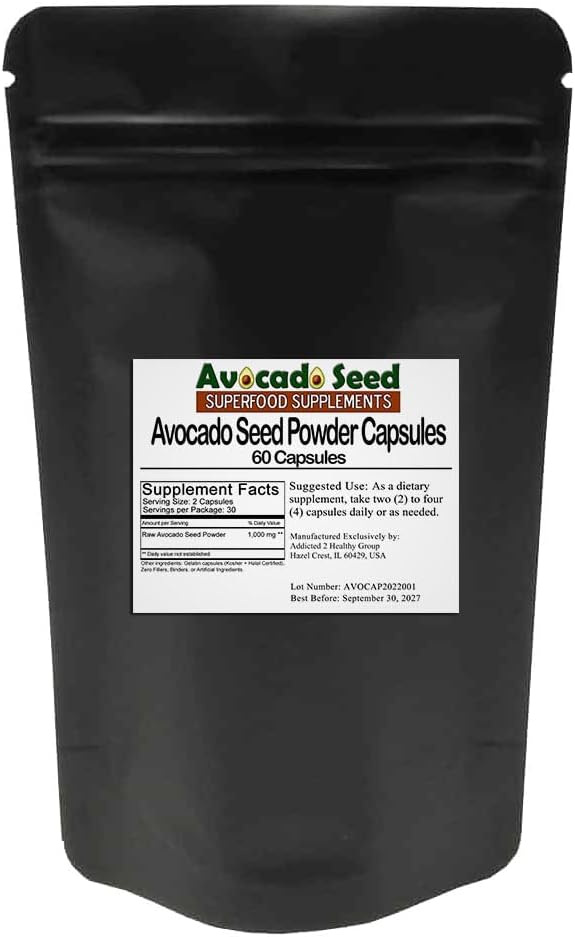 Avocado Zaadpoeder Capsules [60 Aantal] #1 Prebiotic Fiber + Antioxidant Supplement, Raw Food, Digestieve Gezondheid - The Ultimate Sustainable SuperFood