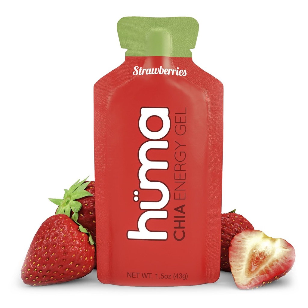 Huma Chia Energy Gel, Aardbeien, 12 Gels - Premier Sport Voeding voor Endurance Oefening