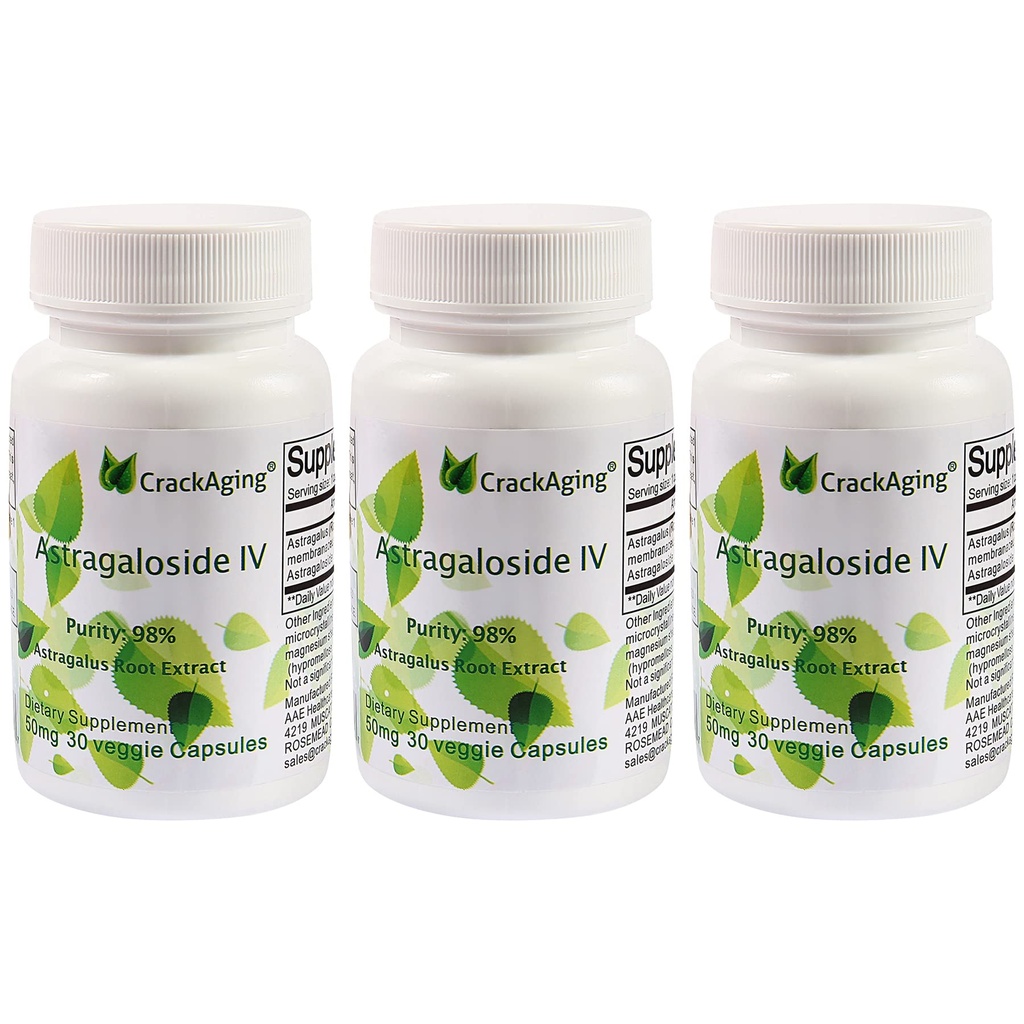 Cracking Super-Absorptie Astragaloside IV 98% Anti-Aging Supplementen voor Immune Ondersteuning voor volwassenen 50mg/Cap 90 Caps in 3 Fles