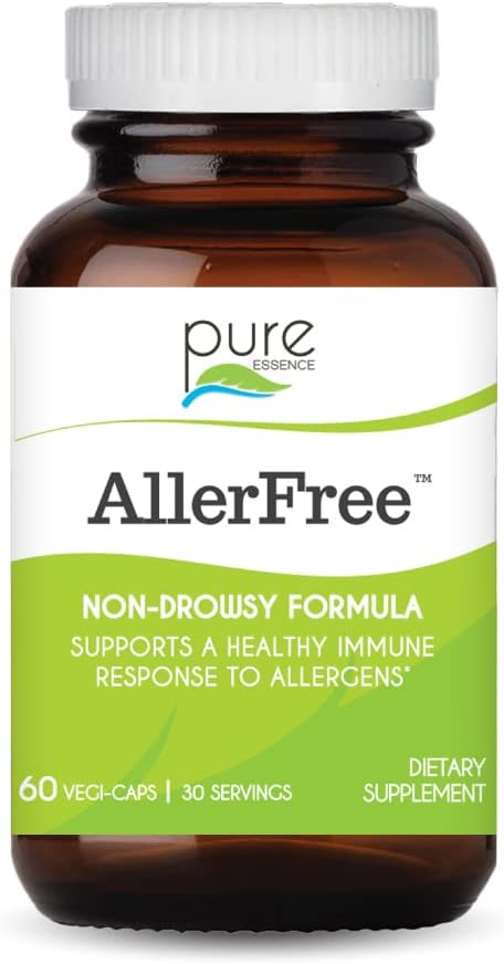 Alle vrije natuurlijke Allergie Ondersteuning Supplement door Pure Essence Labs - Niet Drowsy Pillen voor Sinus en Nasal Health Seizoengebonden Allergieën met Enzymen en Kruiden - 60 Capsules