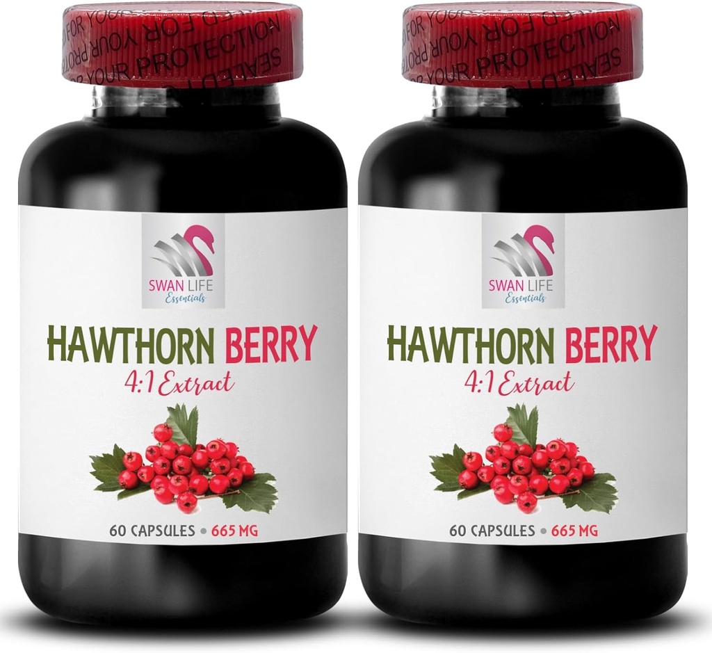 Hawthorn extract supplement - HAWTHORN BERRIES EXTRACT - bessen supplement, antioxidant supplement voor vrouwen, antioxidant bessen, biologische hawthorn bessen extract, antioxidanten voor vrouwen 2 Bot 120 Caps