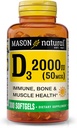 MASON NATUURLIJKE Vitamine D3 2.000 IE Ultra sterkte, ondersteunt botdichtheid, sterkte & Immune Health, 300 Softgels