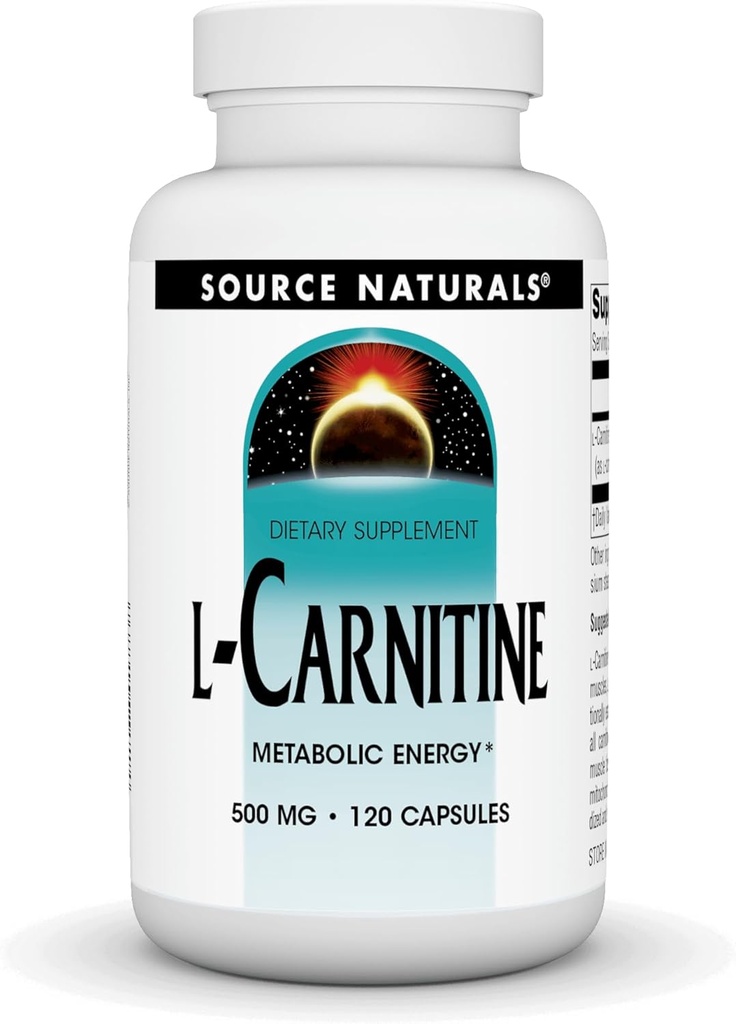 Source Naturals L-Carnitine 500 mg pour Énergie métabolique - 120 Capsules