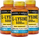 MASON NATUURLIJKE L-Lysine 500 mg met Calcium - Verbeterde immuunfunctie, Verbeterde Nutriënt Absorptie, Essentiële Aminozuur, 100 tabletten (verpakking van 3)