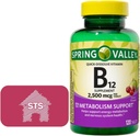 Spring Valley - Vitamine B12 Quick-Dissolve Tablets, 2500 mcg, Cherry Flavor, 120 Tel + STS Sticker.