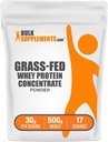 BulkSupplements.com Poudre de protéines de lactosérum de lactosérum - Poudre de concentré de lactosérum de lactosérum - Sans aromatisé et sans gluten, 30g par portion, 500g (1,1 lb) (paquet de 1)