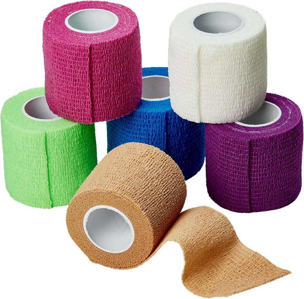 MEDca zelfadherent Cohesive Wrap Bandages 2 Inch X 5 Yards 6 Telling, (Rainbow Color)