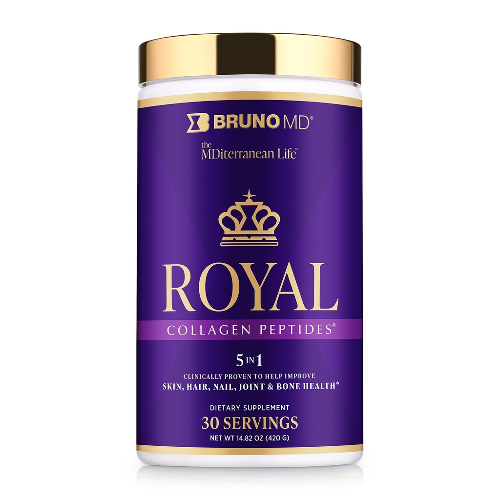 Royal Collageen Peptides, klinisch bewezen, dieetsupplement, verbetert huid & cellulitis, Europese bron, verbetert de look van haar & nagels, gemengd met vitamine C, bot & Joint Supplement