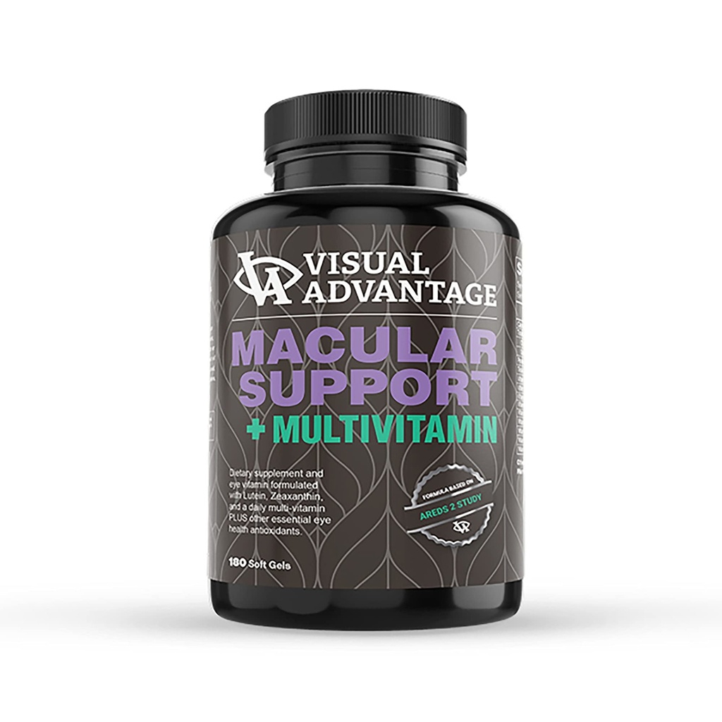 Lunovus Macular Support Plus Multivitamine basé sur l'étude AREDS 2 - Vitamines oculaires pour support maculaire - Supplément minéral avec lutéine et zéaxanthine - 180 gels doux