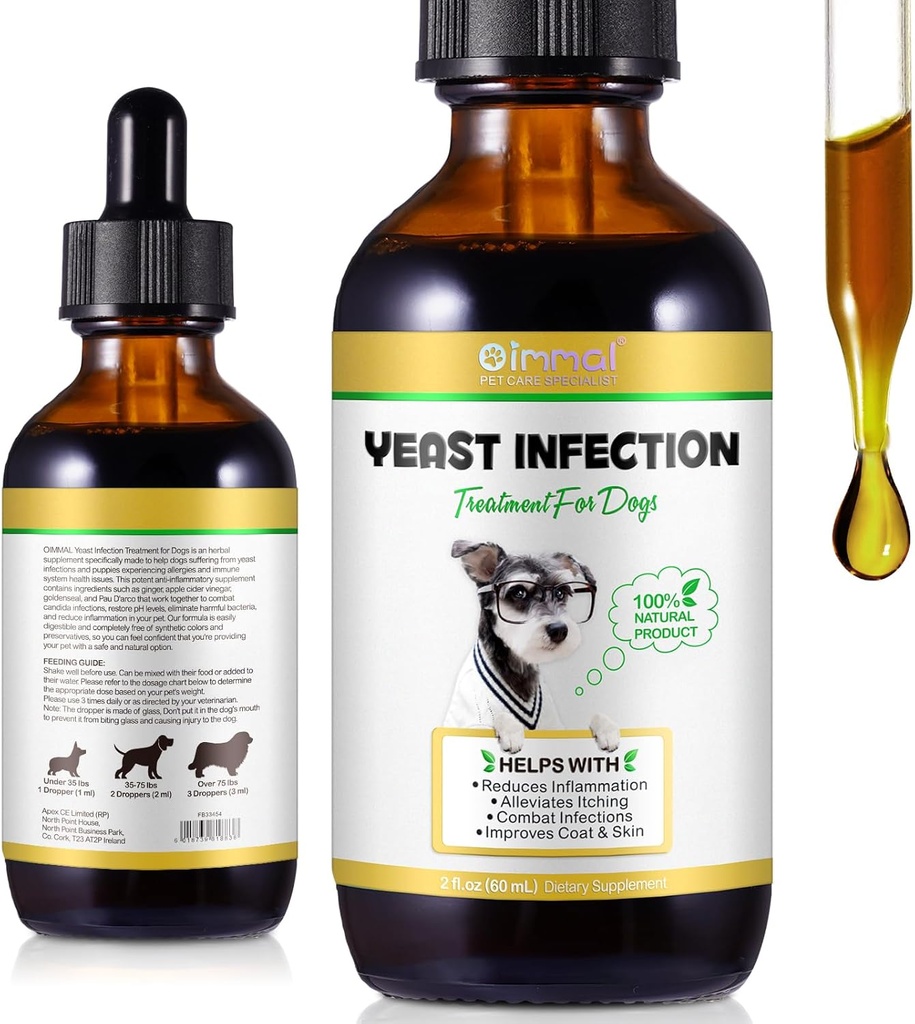 Natuurlijke Gistinfectie behandeling voor honden - Ondersteunt gezonde jeuk verlichting & ontsteking - hond oor infectie behandeling & Allergie verlichting - jeuk verlichting voor honden, hond oor behandeling voor infecties-2 fl oz