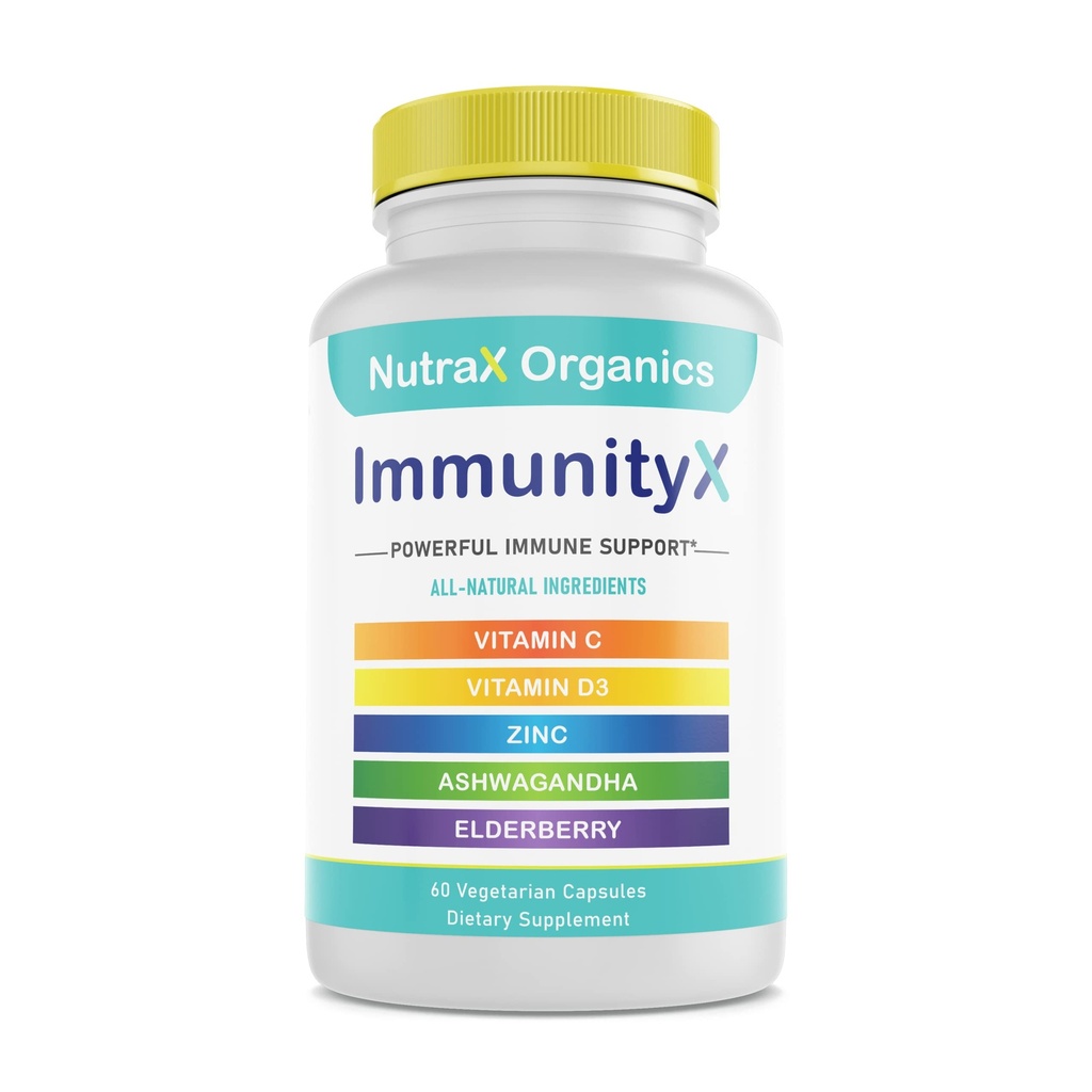Supplément de soutien immunitaire biologique tout-en-un 60 Capsules Vegan - Elderberry 500mg, Ashwagandha 500mg, 400mg Vitamine C et zinc - Vitamine D3 - Immune Boosters pour adultes