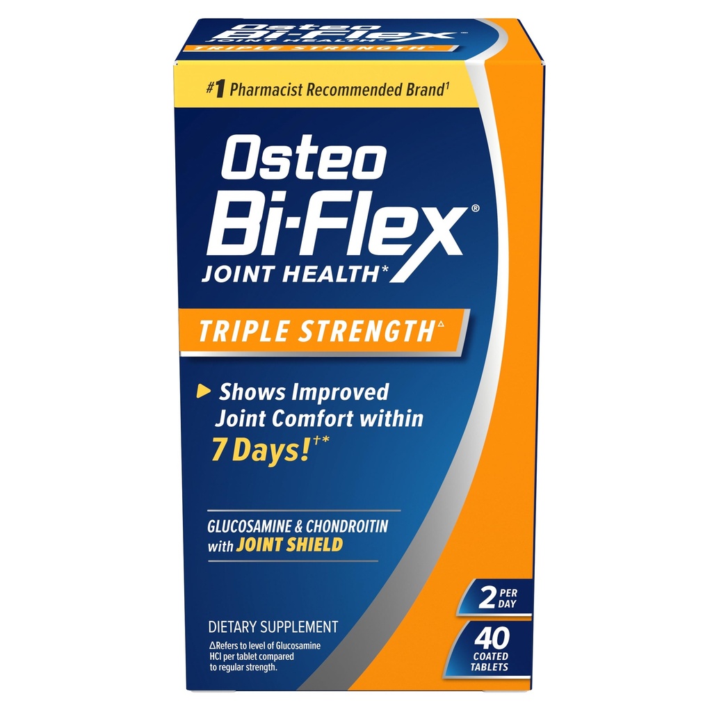Osteo Bi-Flex Triple Strength(5), Glucosamine Chondroitin met vitamine C Joint Health Supplement, gecoate tabletten, 40 Tellen
