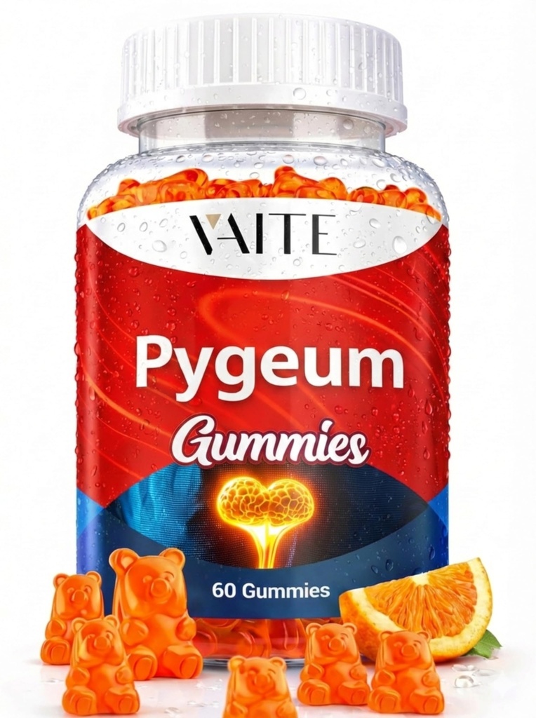 Supplément pygème Gommies 500mg - Vegan Chewables avec extrait d'écorce d'Africain, suppléments à base de plantes pour homme, sans gluten OGM, sans sucre, sans gélatine, 60 Chews Gummy
