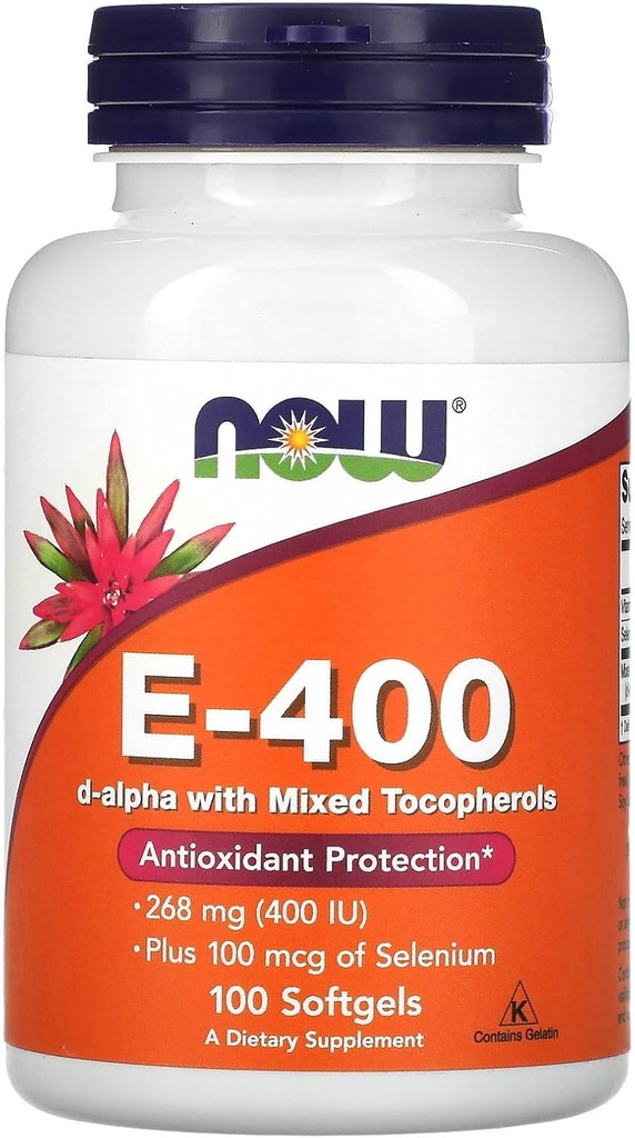 Now Foods E-400 D-Alpha with Mixed Tocopherols, 268 mg (400 IU), 100 Softgels