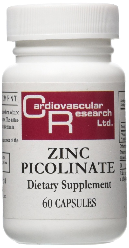 Recherche cardiovasculaire Capsules de picolinate de zinc, 60 Nombre