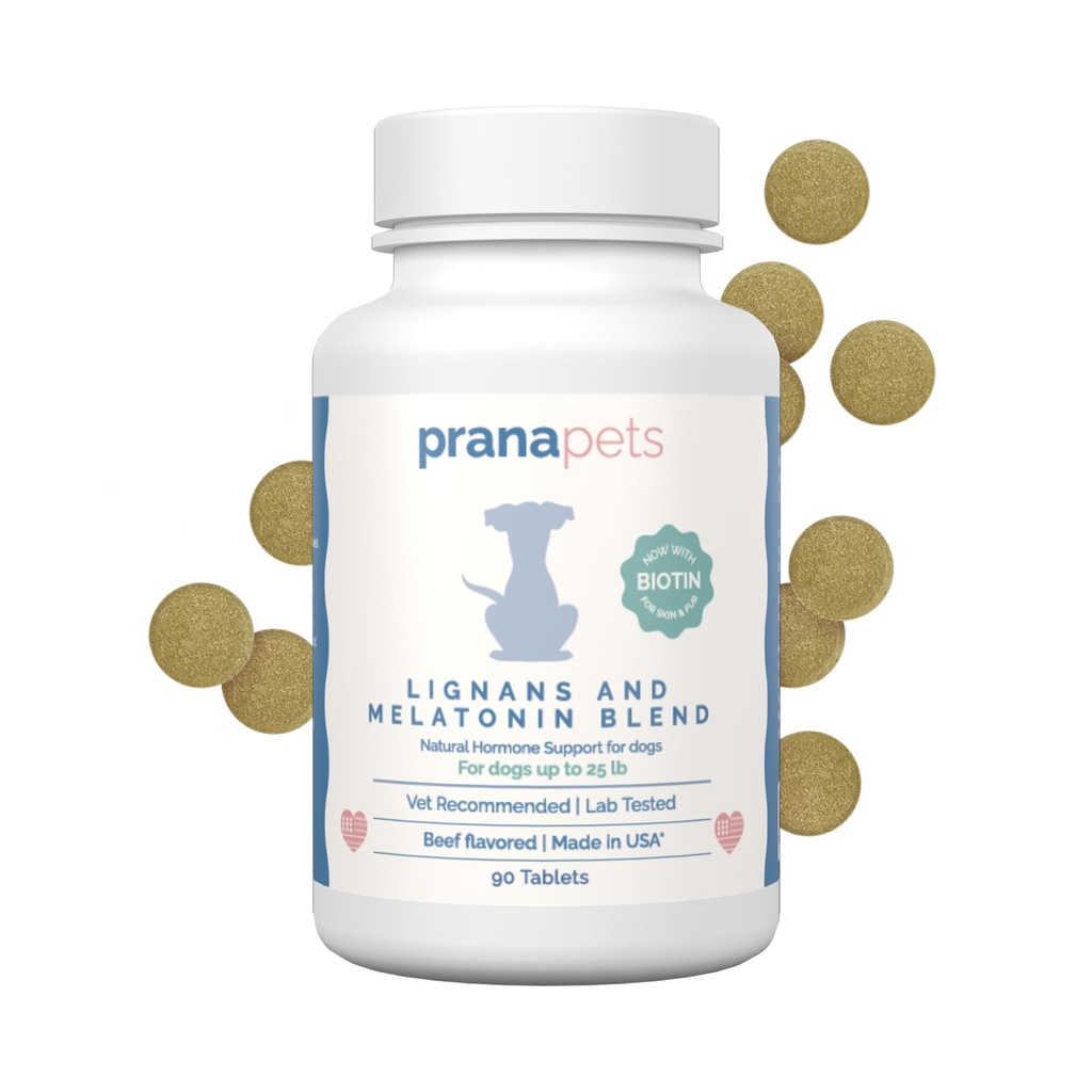 PranaPets Lignans & Melatonine met Biotine Blend natuurlijke hulpmiddelen bij het herstellen van symptomen van Cushing